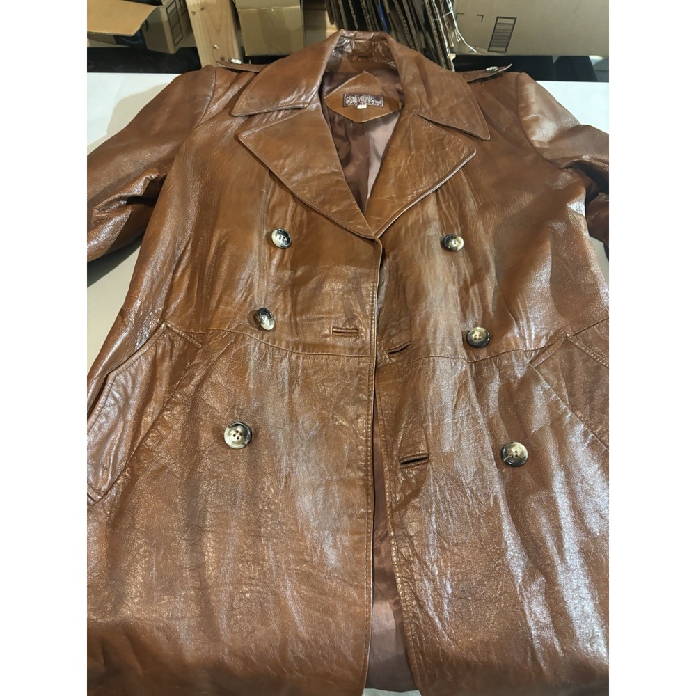 70s Vintage Designer International By Van Heusen Men's Button‎ Front Leather  40